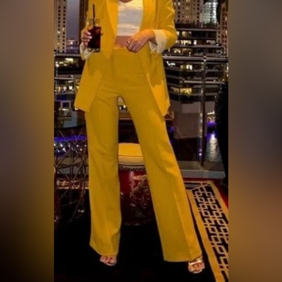 🍌Zara yellow wide leg trousers🍌 - Picture 8 of 11